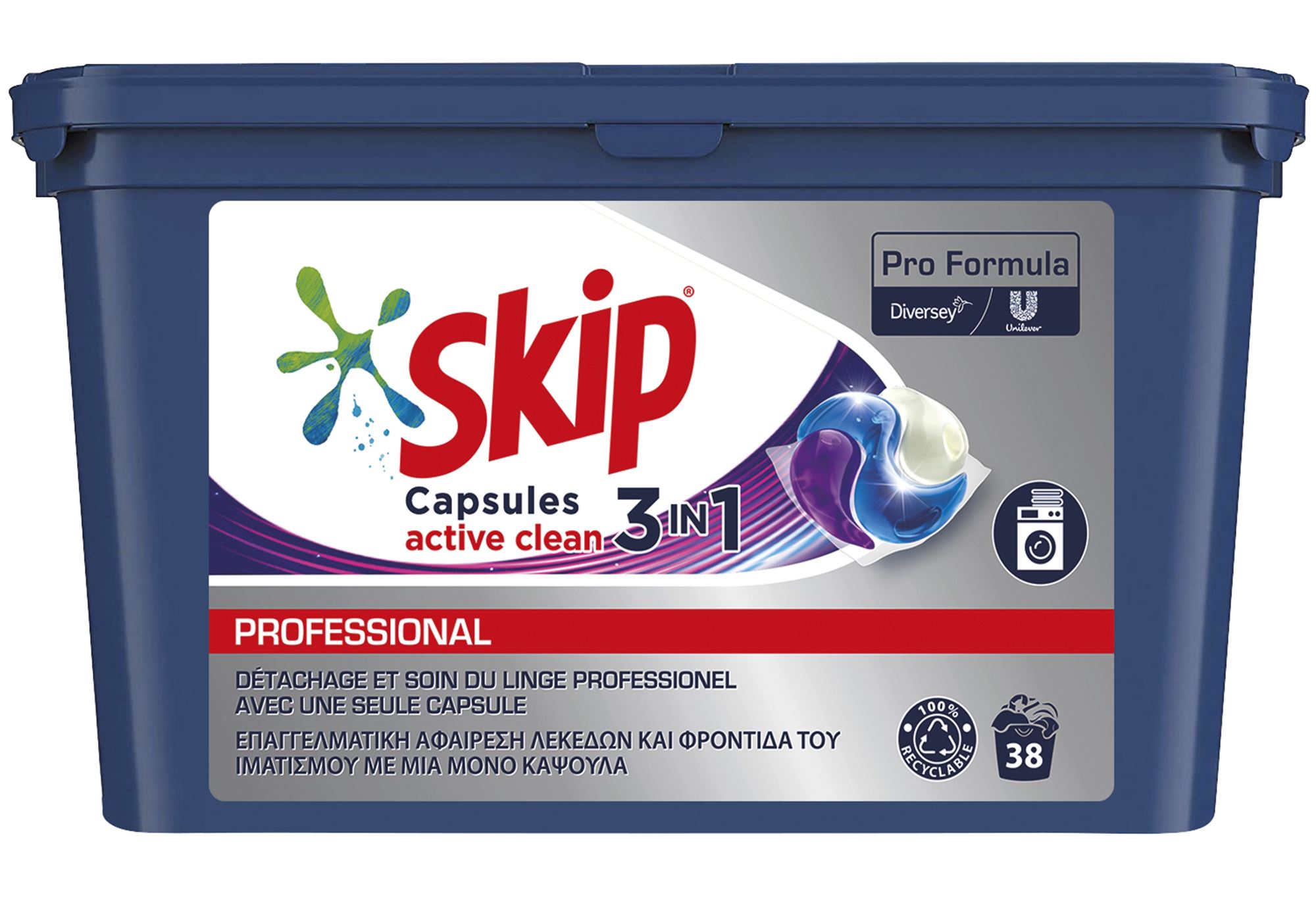 Skip Lessive Liquide en Capsules 3 en 1 Active Clean sans emballage  plastique - Efficacité, Soin des Fibres & Fraîcheur Longue Durée - Lot de  3x26 Pastilles (78 Lavages) : : Epicerie