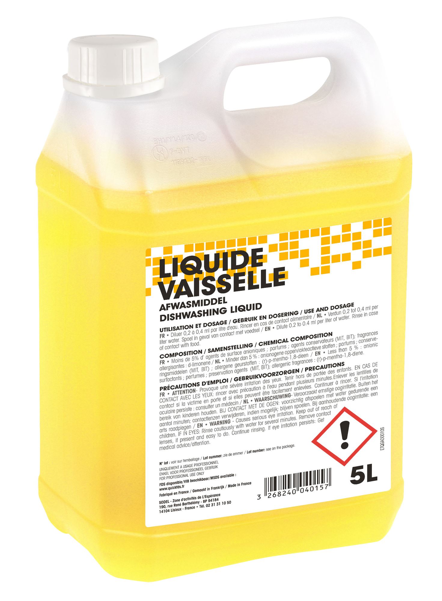 Lessive liquide professionnelle X1 EXEOL en bidon 5 L