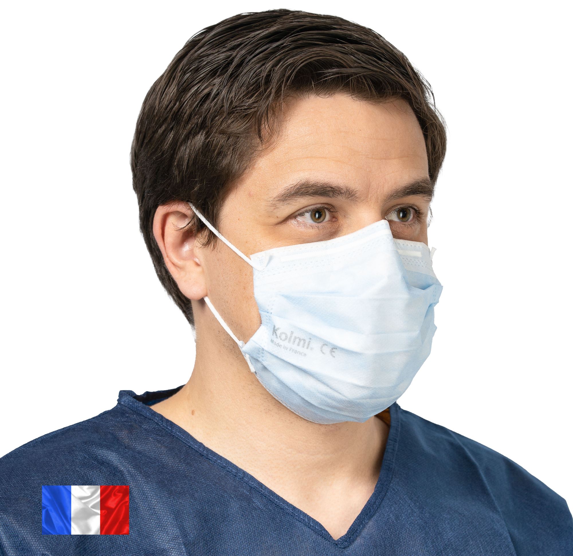 Masque chirurgical France Kolmi op R type IIR noir - Voussert