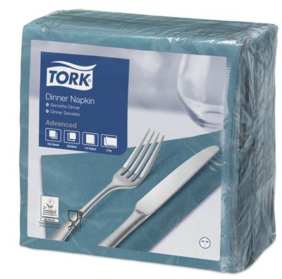 Serviette papier Tork 39x39 2 plis bleu pétrole colis de 1800