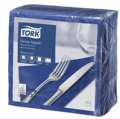 Serviette papier Tork 39x39 2 plis bleu marine colis de 1800