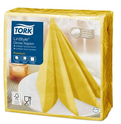 Serviette Tork Linstyle jaune moutarde les 50