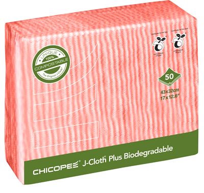 Lavette biodégradable J-Cloth Plus rouge par 50