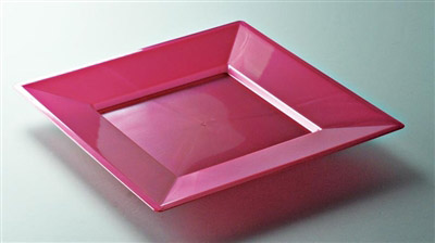 Assiette jetable couleur magenta carré 240 x 240 colis de 96