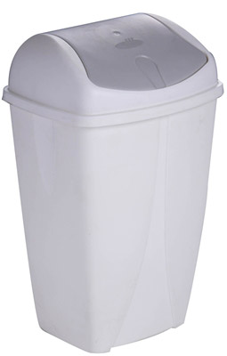 Poubelle clapet 10 litres blanc couvercle gris